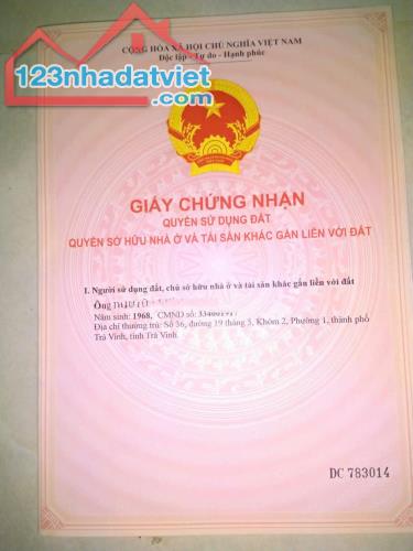 CHÍNH CHỦ Cần Bán Đất Thổ Cư Tại K4, Phường 1, TP Trà Vinh, Tỉnh Trà Vinh