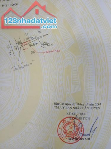 Chính chủ bán lô đất mặt tiền đường DT744, xã An Tây, TP Bến Cát, Bình Dương.