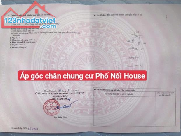 Bán lô đất 65m áp góc chân chung cư khu đô thị Phố Nối House, Yên Mỹ, Hưng Yên