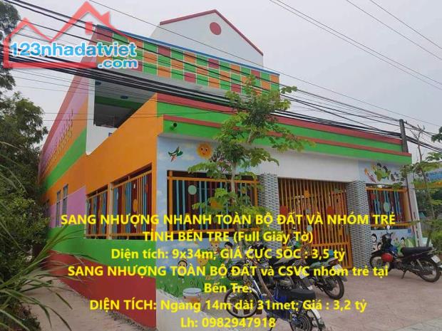 SANG NHƯỢNG NHANH TOÀN BỘ ĐẤT VÀ NHÓM TRẺ TỈNH BẾN TRE (Full Giấy Tờ)