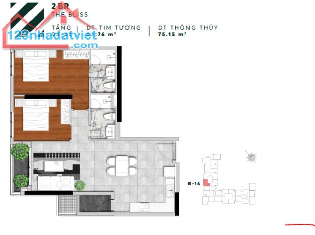 Bán căn hộ 2 phòng ngủ Urban Green tầng 11 - Tây Bắc view sông view Vạn Phúc, bằng giá HĐ - 2