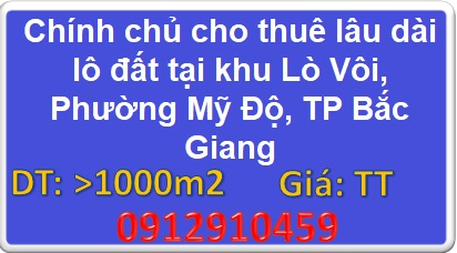 ⭐Chính chủ cho thuê lâu dài lô đất tại khu Lò Vôi, Phường Mỹ Độ, TP Bắc Giang, 0912910459