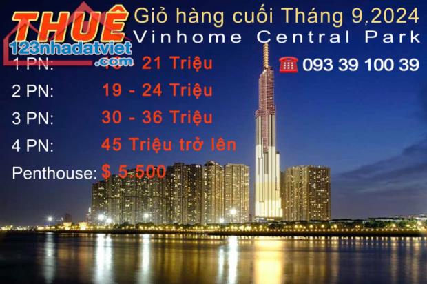 Cho thuê căn hộ Vinhome Central Park, 1PN - 4PN - Penthouse đầy đủ nội thất các tòa các