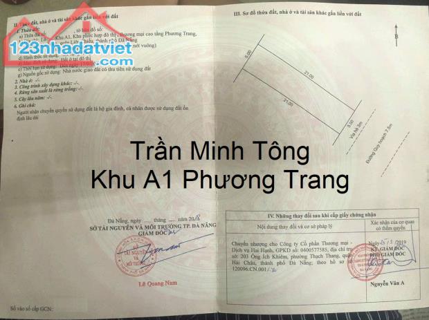 Bán Đất đường Trần Minh Tông, Khu A1 Phương Trang, Sát Biển Nguyễn Tất Thành, Giá RẺ T9/20