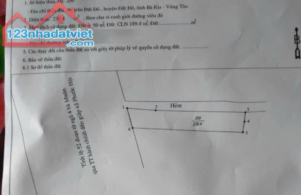 CẮT LỖ 2TỶ -  LÔ GÓC MẶT TIỀN TỈNH LỘ 44A ( VÕ THỊ SÁU) VỀ BIỂN PHƯỚC HẢI