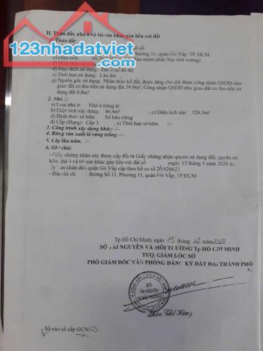 KHÔNG CÓ CƠ HỘI THỨ 2, NGUYỄN VĂN KHỐI, QUẬN GÒ VẤP, HẺM Ô TÔ THÔNG, 62M2, 3 TẦNG BTCT - 4