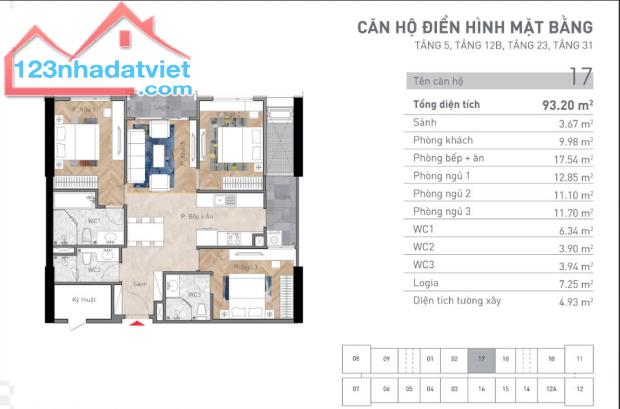 ( suất ngoại giao ) 3PN 3VS - 93m2 tại Viha Complex 107 nguyễn tuân - 3