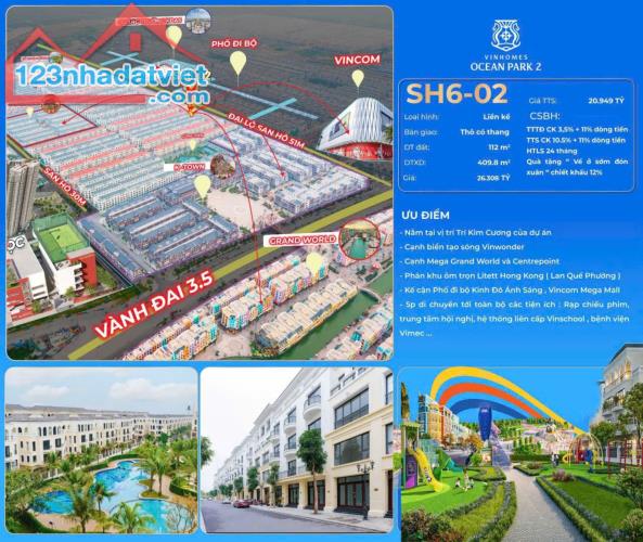 Bán Liền kề San Hô 6 (SH6) Vinhomes Ocean Park 2