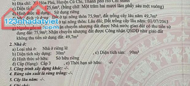 ĐẤT CHÍNH CHỦ - GIÁ TỐT - Cần Bán Nhanh Nhà Đất Mặt Tiền Bến Than, Hòa Phú, Củ Chi, HCM - 1