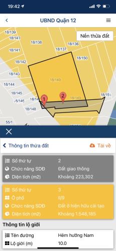 Bán lô đất Hà Huy Giáp, Thạnh Lộc, Quận 12; 40 x 45, giá: 72tỷ