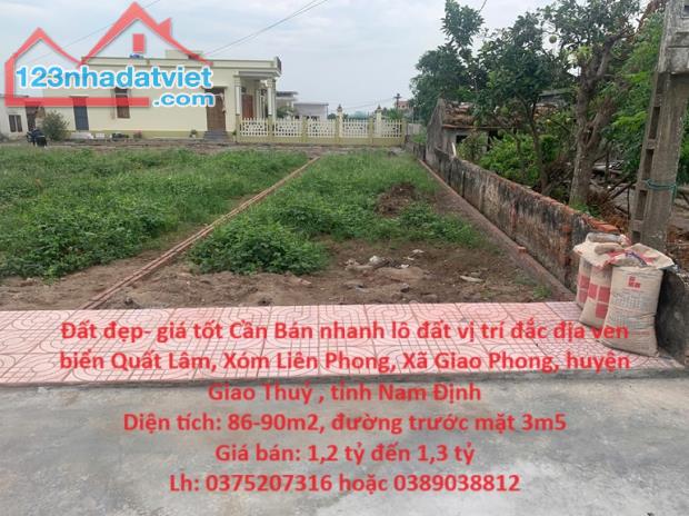 Đất đẹp- giá tốt Cần Bán nhanh lô đất vị trí đắc địa ven biển Quất Lâm, tỉnh Nam Định