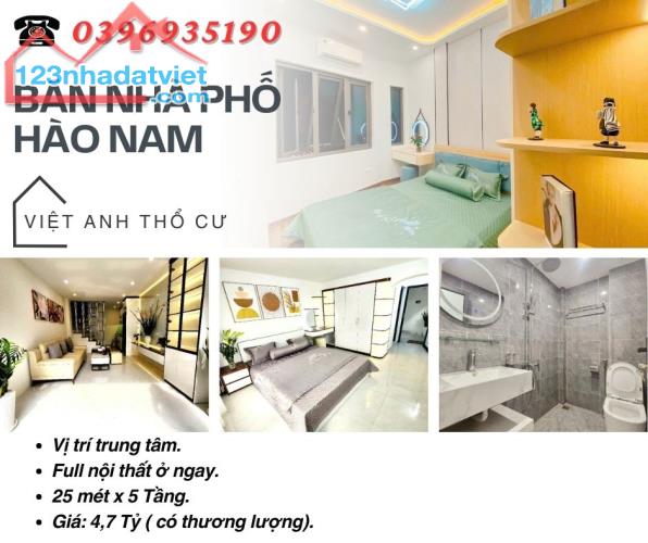 Bán nhà Hào Nam Đống Đa, Nhà Đẹp, Giá Đẹp, 25mx5T, Giá: 4.7 Tỷ, Lh: 0396935190.