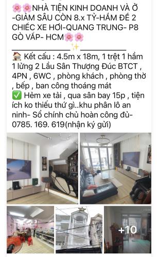 GIẢM THÊM KHU NHÀ BỰ -ĐƯỜNG 7M 4PN SÂN THƯỢNG- QUANG TRUNG P8 -GÒ VẤP. HCM - 4