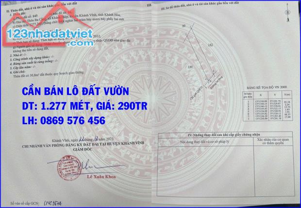 CHỈ 260TR CÓ NGAY LÔ ĐẤT VƯỜN Ô TÔ TẬN NƠI TẠI KHÁNH HOÀ - 3