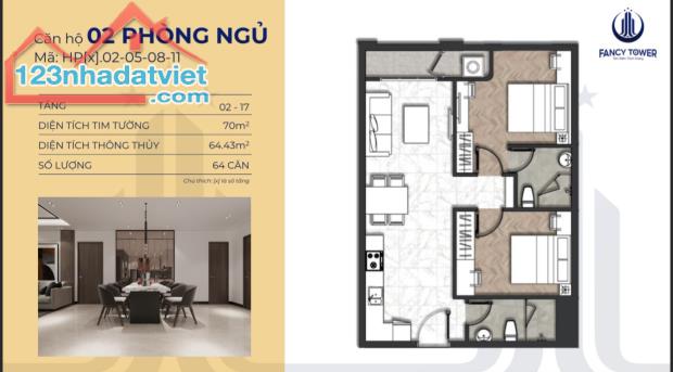 CĂN HỘ 64M2 2PN VIEW CÔNG VIÊN CHUNG CƯ KĐT HƯNG PHÚ