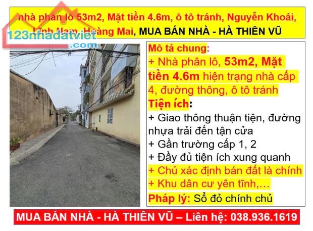 Nhà phân lô 53m2, Mặt tiền 4.6m, Nguyễn Khoái, Lĩnh Nam, Hoàng Mai, HÀ THIÊN VŨ - 4