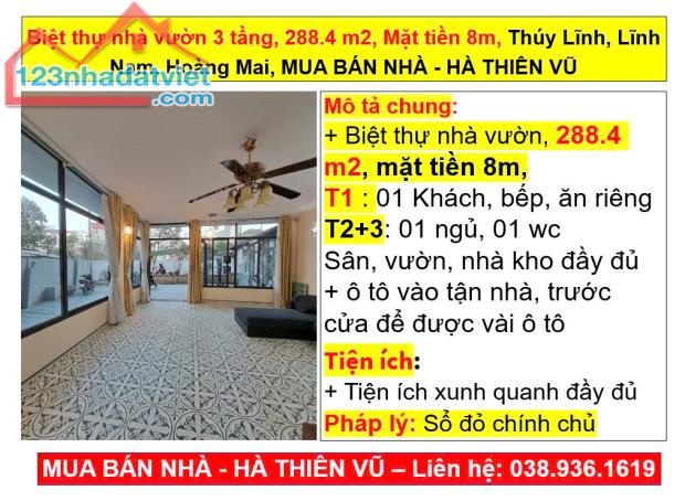 Biệt thự nhà vườn 3 tầng, 288.4 m2, Thúy Lĩnh, Lĩnh Nam, Hoàng Mai, HÀ THIÊN VŨ - 5