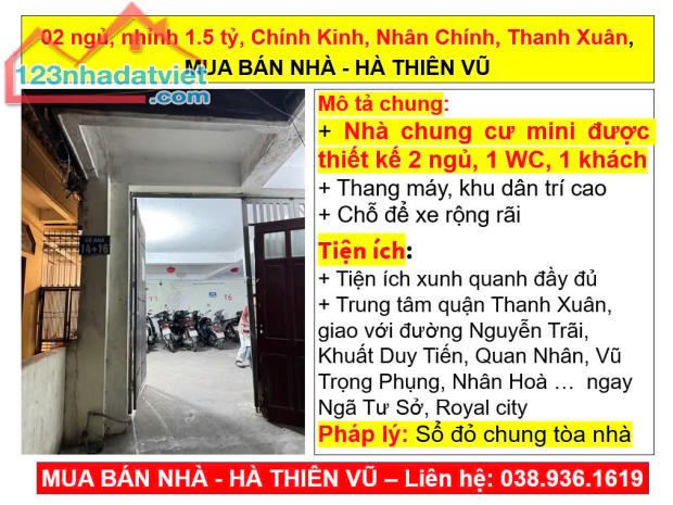 02 ngủ, nhỉnh 1.5 tỷ, Chính Kinh, Nhân Chính, Thanh Xuân, MUA BÁN NHÀ - HÀ THIÊN VŨ - 4