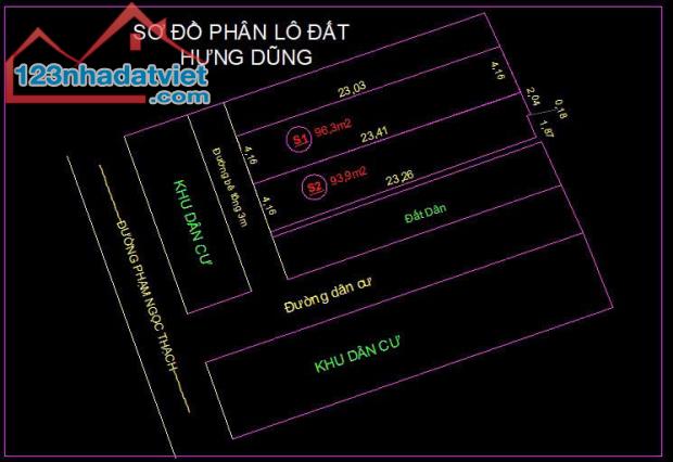Ra hàng 2 lô đất ngõ đường Phạm Ngọc Thạch, Hưng Dũng TP Vinh 93,9m2-96,3m2 Tây Nam