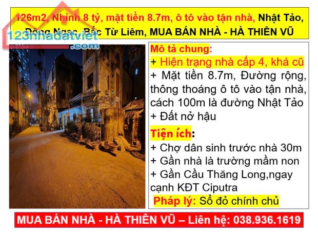 126m2, Nhỉnh 8 tỷ, mặt tiền 8.7m, ô tô vào tận nhà, Nhật Tảo, Đông Ngạc, Bắc Từ Liêm - 3