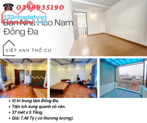 Bán nhà Hào Nam Đống Đa, Nhà Dân Xây, Vị Trí Đẹp, 37mx5T,  Giá: 7,48 Tỷ, Lh: 0396935190.