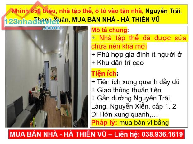 Nhỉnh 850 triệu, nhà tập thể, ô tô vào tận nhà, Nguyễn Trãi, Thanh Xuân, HÀ THIÊN VŨ - 4