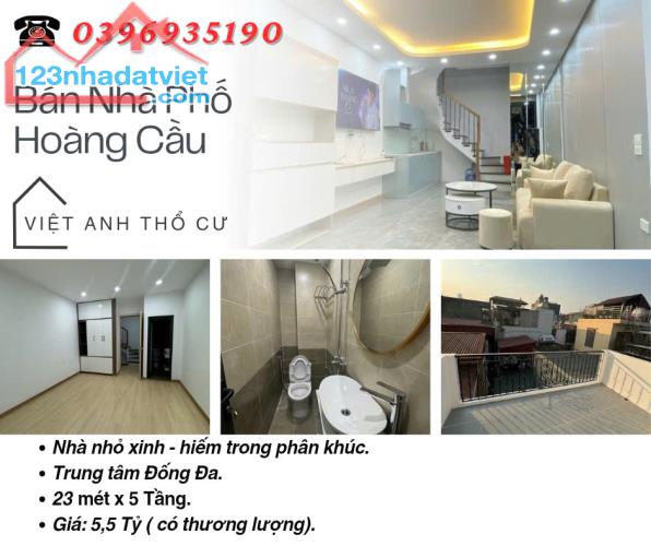 Bán nhà phố Hoàng Cầu, Lõi Đống Đa, Tiện Ích Vô Vàn, 23mx5T,  Giá: 5,5 Tỷ, Lh: 0396935190.