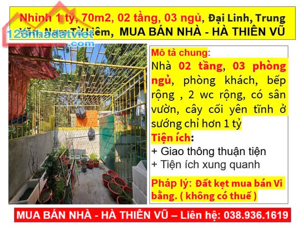 Nhỉnh 1 tỷ, 70m2, 02 tầng, 03 ngủ, Đại Linh, Trung Văn, Nam Từ Liêm, HÀ THIÊN VŨ - 5