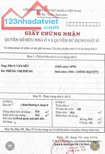 Bán nhà căn góc Ba Đình p9 Q8. Gần 36m2 ngang 5.5m, 15m ra mặt tiền, SHR, chỉ 3,88TY. TL - 1