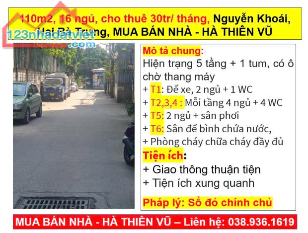 110m2, 16 ngủ, cho thuê 30tr/ tháng, Nguyễn Khoái, Hai Bà Trưng, MUA BÁN NHÀ - HÀ THIÊN VŨ - 3