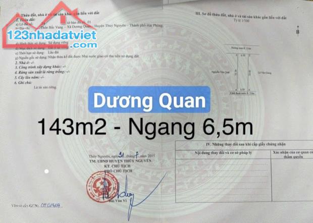 Em chào bá.n 1 siêu phẩm tại Bấc Vang - Dương Quan ✅ 👉 Diện tích :143m - Ngang 6,5m  - Hư - 2