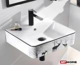 Lavabo Treo Tường Vuông Họa Tiết Hình Hươu MTLA-111