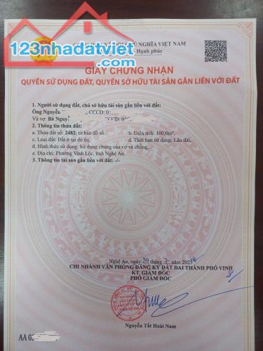 Bán 100m2 đất Lô Góc Xóm 7 Nghi Phong - P. Vinh Lộc - 1
