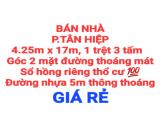 BÁN NHÀ TÂN HIỆP, 1 TRỆT 3 TẤM, 2 MẶT ĐƯỜNG NHỰA 5m THÔNG THOÁNG, SỔ HỒNG THỔ CƯ (NP1185)