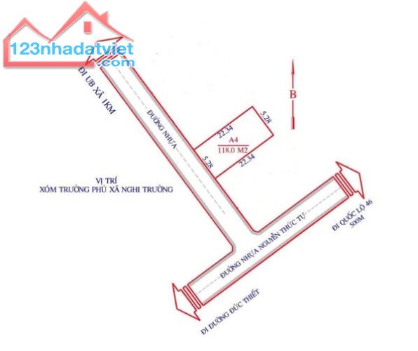 Đất xóm Trường Phú Nghi Trường diện tích 118m2