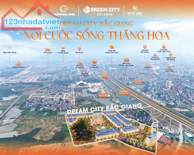 Bán đất dự án Dream City Bắc Giang, chỉ với chỉ 3,8 tỷ, 75m cạnh cao tốc 1A, TP Bắc Giang