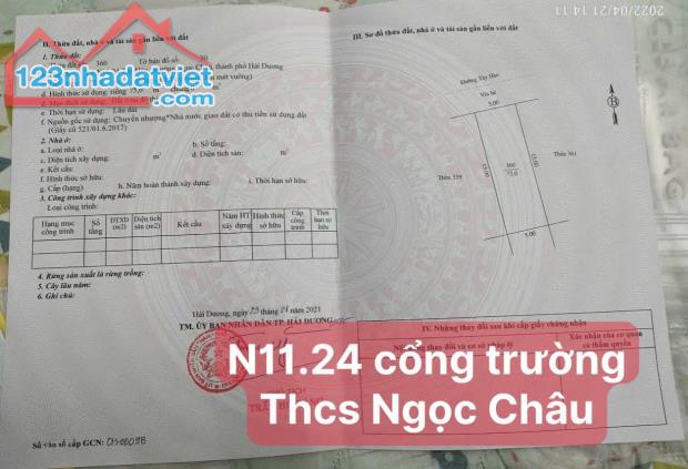 Bán đất kinh doanh buôn bán sầm uất mặt phố Tây Hào, ph Ngọc Châu, TP HD, 75m2, mt 5m - 2