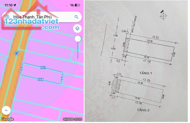 NHÀ GẦN LŨY BÁN BÍCH QUẬN TÂN PHÚ, 56M2, HẺM XE HƠI 8M, NHỈNH 6 TỶ - 4