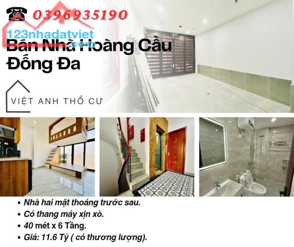 Bán nhà Phố Hoàng Cầu, Hai Mặt Thoáng, Có Thang Máy , Giá: 11.6 Tỷ, Lh: 0396935190.