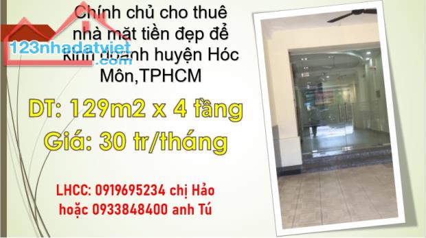 ♥️Chính chủ cho thuê nhà mặt tiền đẹp để kinh doanh huyện Hóc Môn,TPHCM; 0919695234