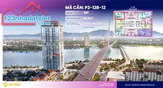 Căn góc 2PN hiếm còn sót lại trong giỏ hàng CĐT - Sở hữu 3 tầm view đẹp - DT 69,6m2 - 1