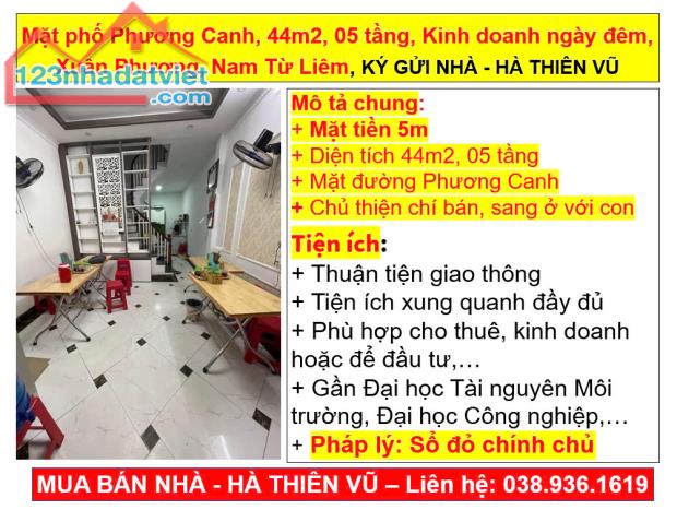 Mặt phố Phương Canh, 44m2, 05 tầng, Kinh doanh ngày đêm, Xuân Phương, Nam Từ Liêm, KÝ GỬI - 5