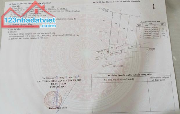 Bán lô đất mặt tiền Lý Nhơn, x.An Thới Đông, Cần Giờ: 18 x 92, giá: 5,7 tỷ