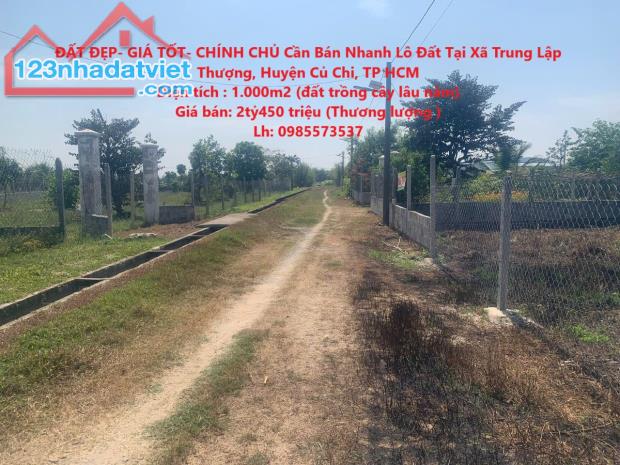 ĐẤT ĐẸP- GIÁ TỐT- CHÍNH CHỦ Cần Bán Nhanh Lô Đất Tại Huyện Củ Chi, TP HCM