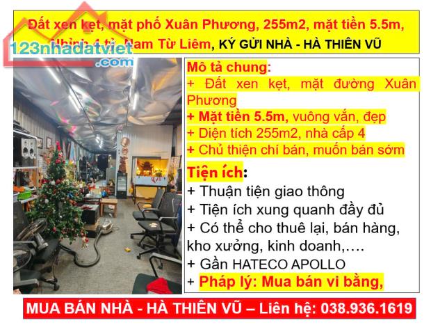 Đất xen kẹt, mặt phố Xuân Phương, 255m2, mặt tiền 5.5m, Nhỉnh 4 tỷ, Nam Từ Liêm, KÝ GỬI - 5