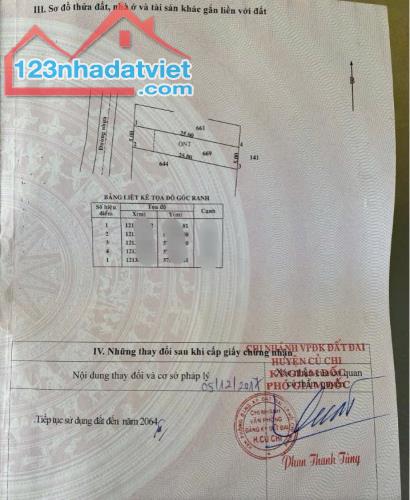Cần tiền bán gấp miếng đất thổ cư 123m2 ở xã Tân An Hội - Củ Chi giá 600 triệu. - 1