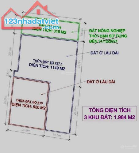 200 tỷ có thương lượng nhẹ đất 1984m2 với 2 mặt tiền lớn, hạ tầng hoàn chỉnh, khu dân cư - 1