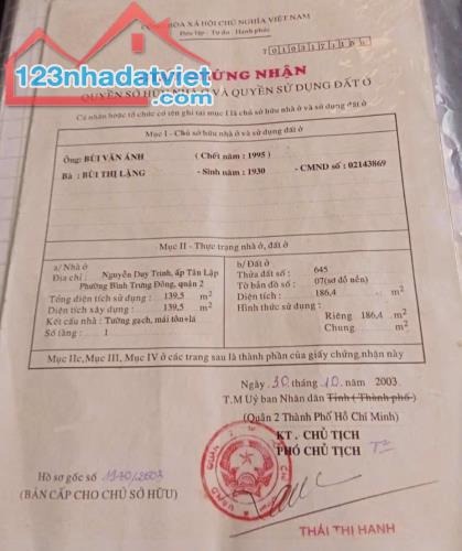 Chính chủ cần bán nhà tại địa chỉ: Nguyễn Duy Trinh, ấp Tân Lập, phường Bình Hưng Đông - 1