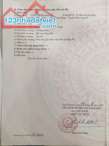 Còn duy nhất 1 lô đất mặt đường liên thôn Phường Hoàng Lâm -Hoàng Động Thuỷ Nguyên  Dt: 12 - 2