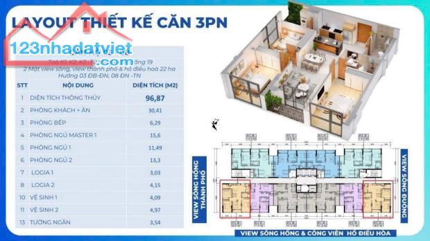 Bán Chung cư Khai Sơn City 3pn góc tầng trung ban công Đông Nam hồ điều hoà chỉ 6.8 tỷ